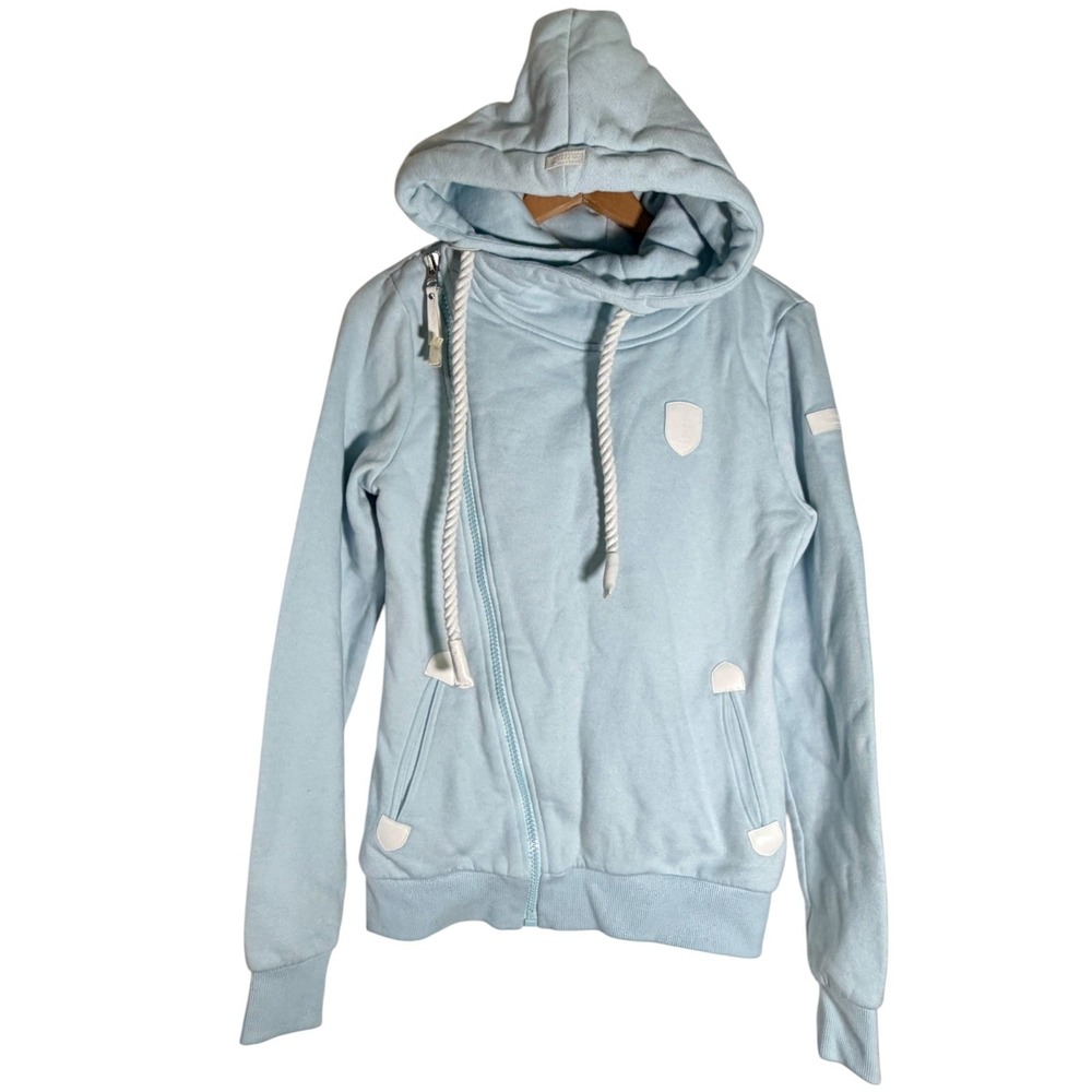 Wanakome Women's Athena Surplus Hoodie Asymmetrical Full Zip Blue XS